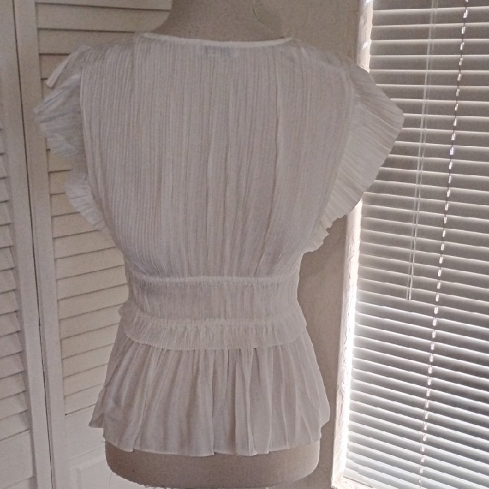 Current Air White Pleated Blouse - Picture 4 of 5
